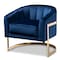 Baxton Studio Tomasso Blue Velvet Upholstered Gold-Finished Lounge Chair 152-9264 - alternate 1